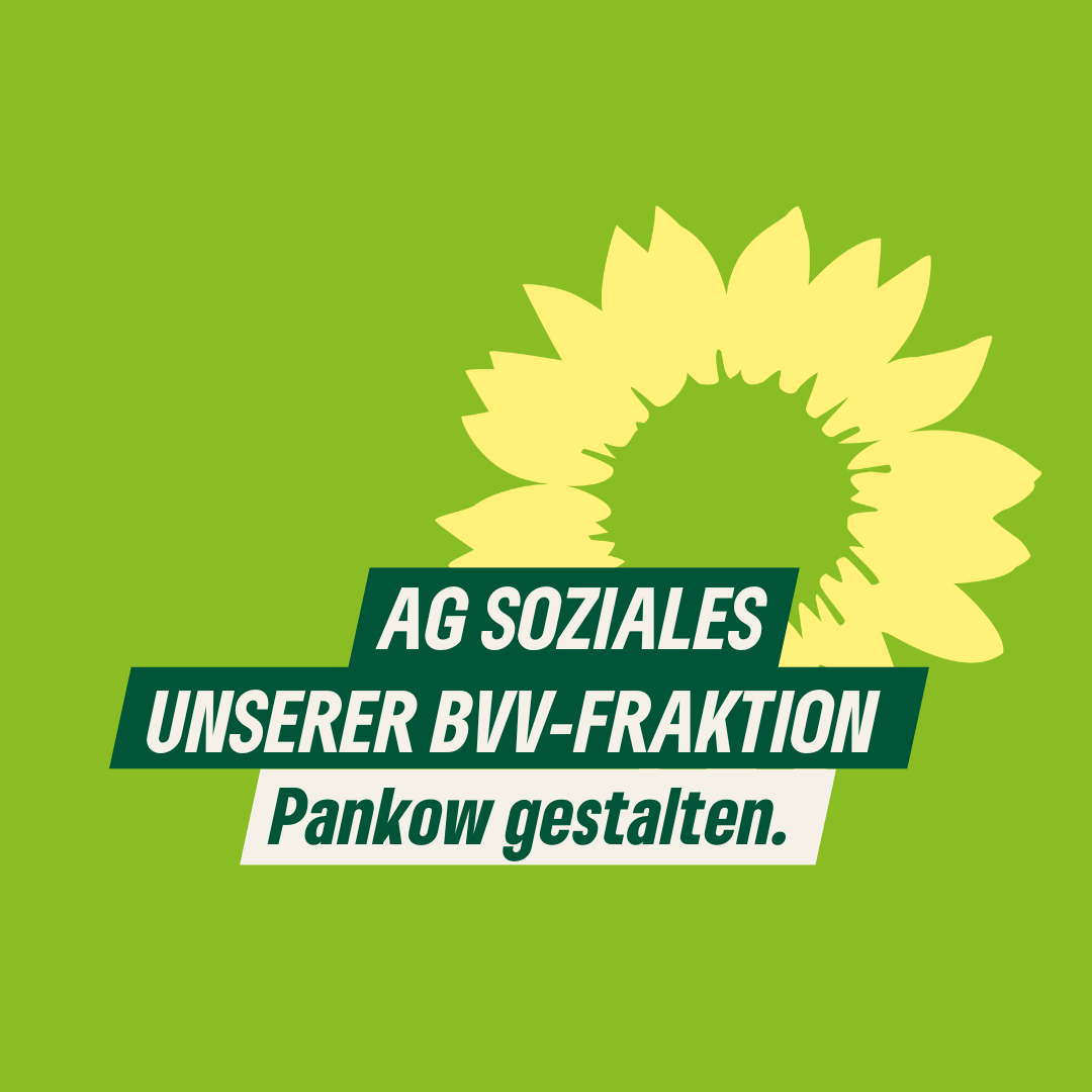 Ein Sharepic mit dem Text: "AG SOZIALES UNSERER BVV-FRAKTION. Pankow gestalten."