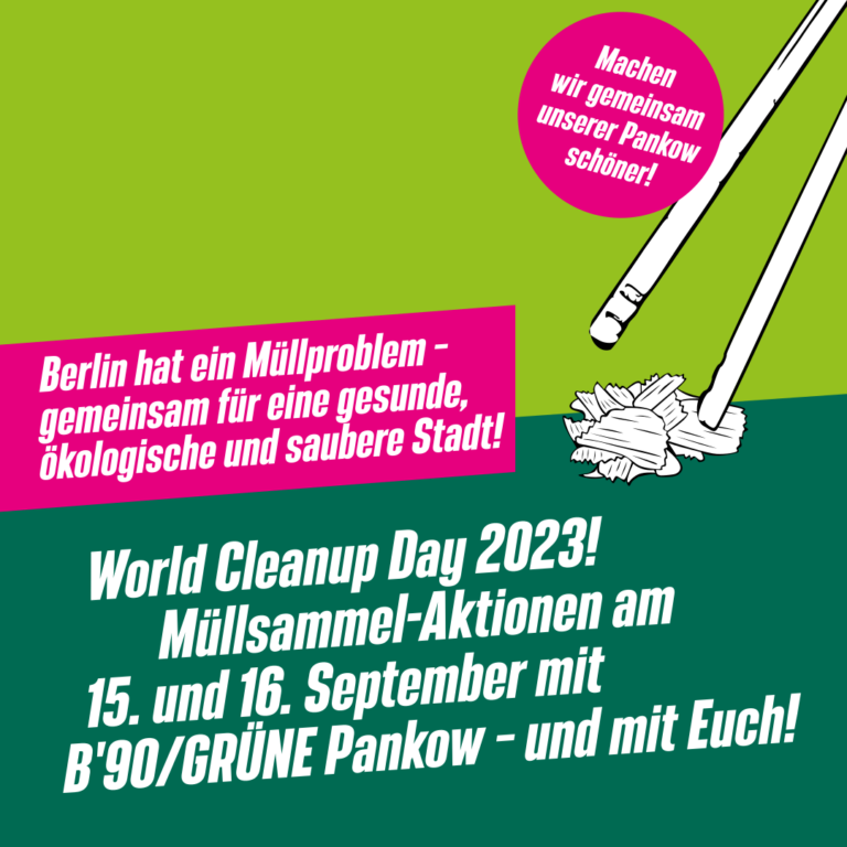 World Cleanup Day 2023: Müllsammel-Aktion im Bleichroederpark und auf dem Pankower Anger mit Stefan Gelbhaar