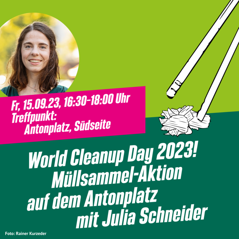 World Cleanup Day 2023: Müllsammel-Aktion auf dem Antonplatz mit Julia Schneider