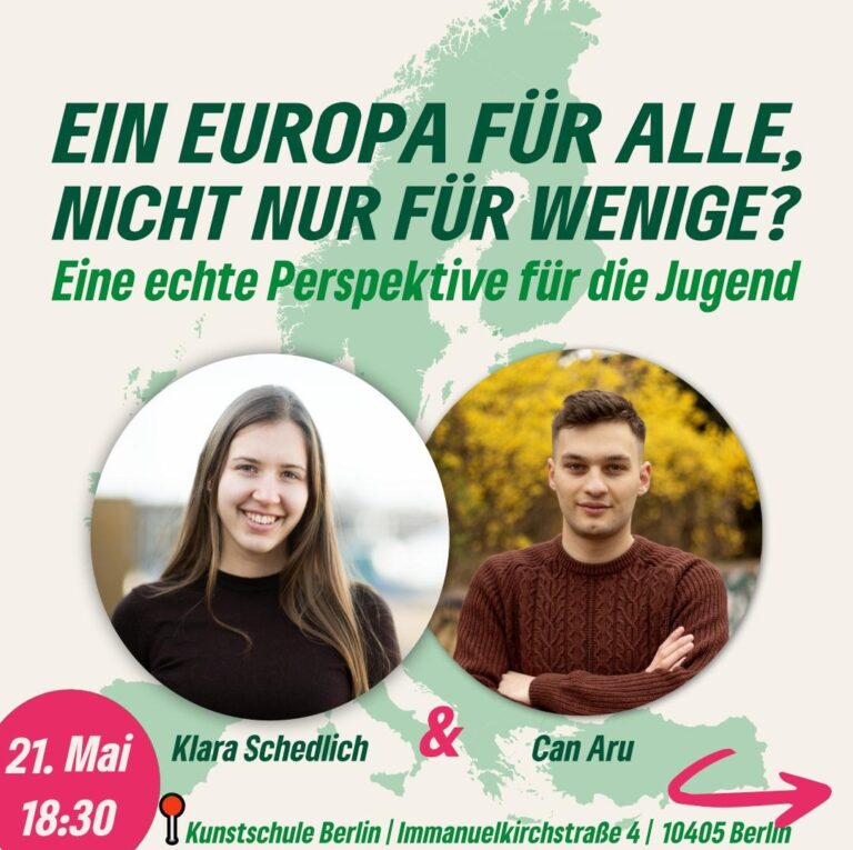 EU-Tacheles – Silke Gebel und Daniela Billig laden ein: Can Aru und Klara Schedlich
