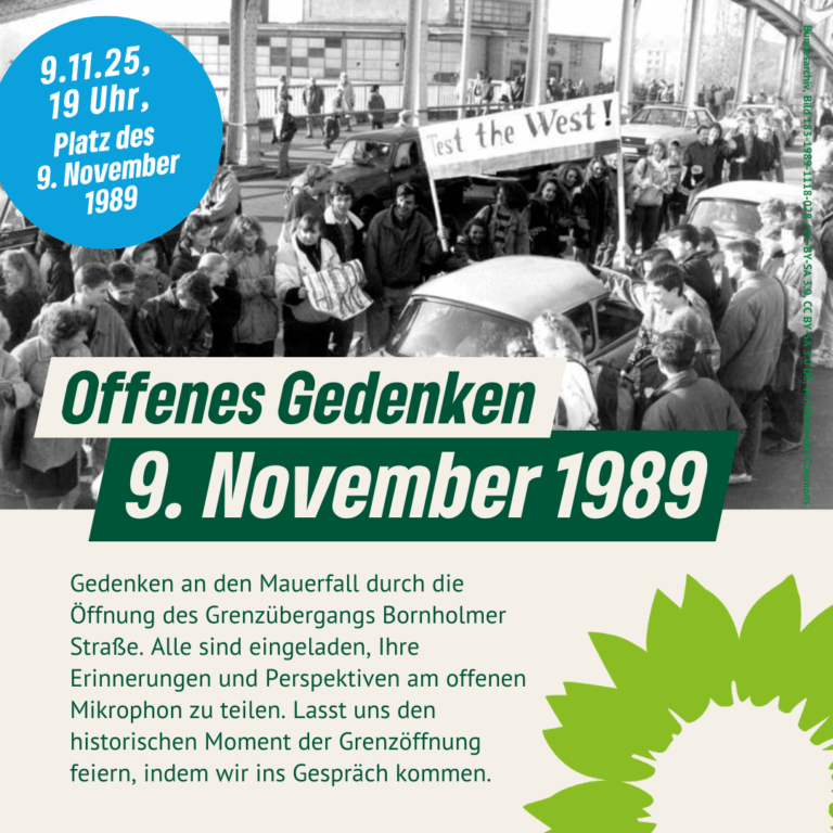 Offenes Gedenken zum 36. Jahrestag des Mauerfalls 1989