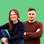 Vor hellgrünem Hintergrund die freigestellten Fotos zweier Personen. Sie blicken freundlich und selbstbewusst in die Kamera.