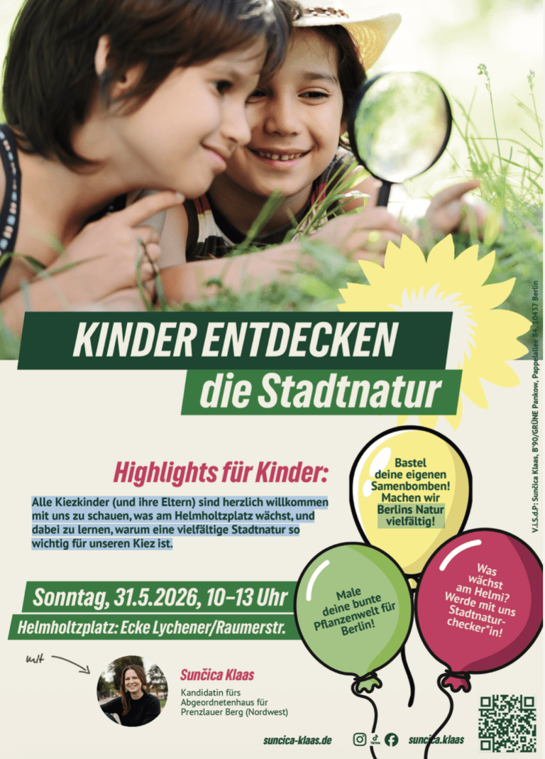 Kinder entdecken die Stadtnatur, mit Sunčica Klaas am Helmholtzplatz